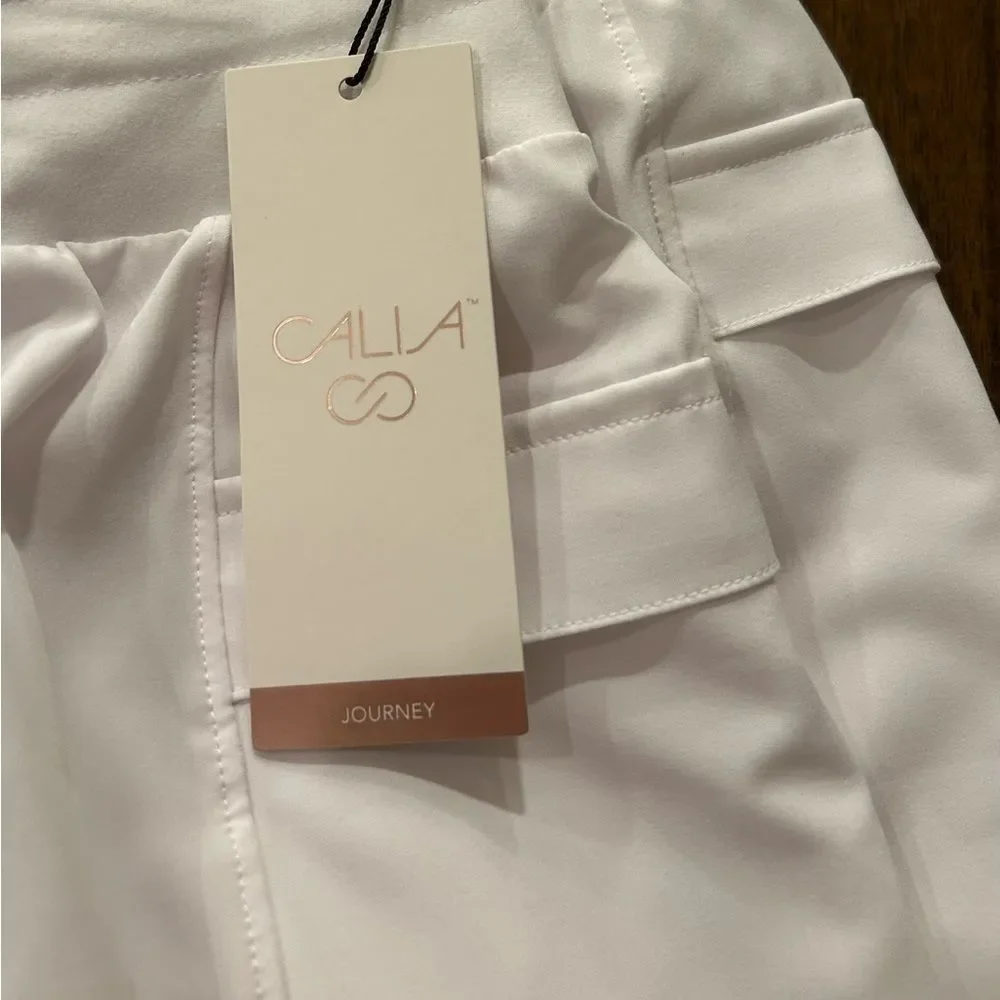 Calia Pure White Journey Collection MidRise Athletic Cargo short trulite fabric